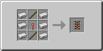 Activator Rail crafting recipe — the exact Crafting Table grid layout in Minecraft 26.3