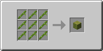Block of Bamboo crafting recipe — the exact Crafting Table grid layout in Minecraft 26.3