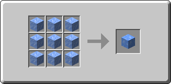 Blue Ice crafting recipe — the exact Crafting Table grid layout in Minecraft 26.3