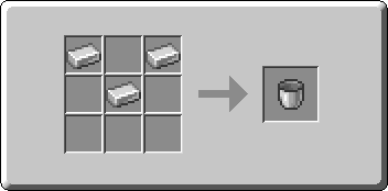 Bucket crafting recipe — the exact Crafting Table grid layout in Minecraft 26.3
