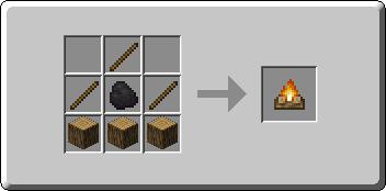Campfire crafting recipe — the exact Crafting Table grid layout in Minecraft 26.3