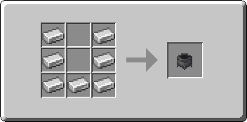 Cauldron crafting recipe — the exact Crafting Table grid layout in Minecraft 26.3