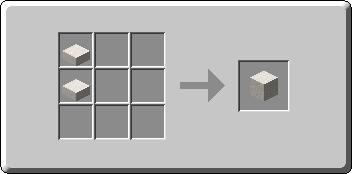 Chiseled Quartz Block crafting recipe — the exact Crafting Table grid layout in Minecraft 26.3