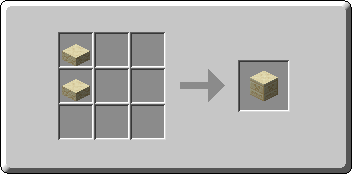 Chiseled Sandstone crafting recipe — the exact Crafting Table grid layout in Minecraft 26.3