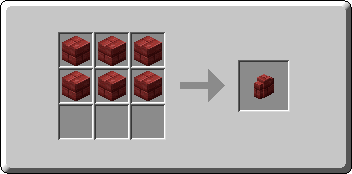 Cinnabar Brick Wall crafting recipe — the exact Crafting Table grid layout in Minecraft 26.3