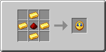 Clock crafting recipe — the exact Crafting Table grid layout in Minecraft 26.3