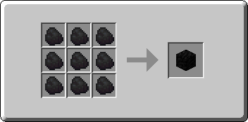 Block of Coal crafting recipe — the exact Crafting Table grid layout in Minecraft 26.3