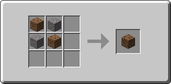 Coarse Dirt crafting recipe — the exact Crafting Table grid layout in Minecraft 26.3