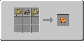 Cookie crafting recipe — the exact Crafting Table grid layout in Minecraft 26.3