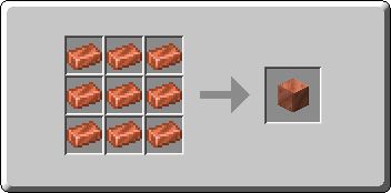 Block of Copper crafting recipe — the exact Crafting Table grid layout in Minecraft 26.3