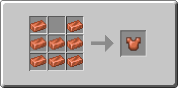 Copper Chestplate crafting recipe — the exact Crafting Table grid layout in Minecraft 26.3