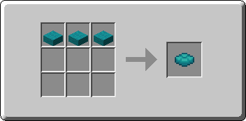 Cyan Cushion crafting recipe — the exact Crafting Table grid layout in Minecraft 26.3