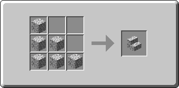 Diorite Stairs crafting recipe — the exact Crafting Table grid layout in Minecraft 26.3