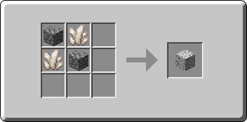 Diorite crafting recipe — the exact Crafting Table grid layout in Minecraft 26.3
