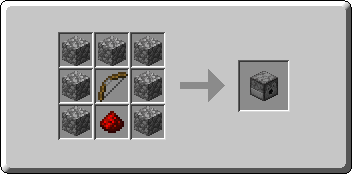 Dispenser crafting recipe — the exact Crafting Table grid layout in Minecraft 26.3