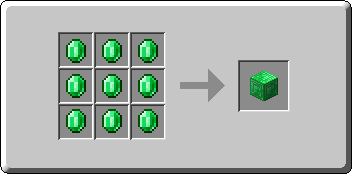 Block of Emerald crafting recipe — the exact Crafting Table grid layout in Minecraft 26.3