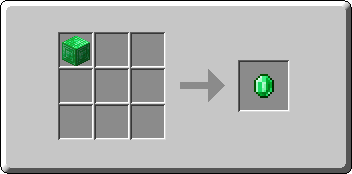 Emerald crafting recipe — the exact Crafting Table grid layout in Minecraft 26.3