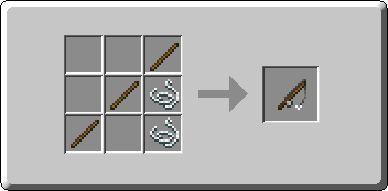Fishing Rod crafting recipe — the exact Crafting Table grid layout in Minecraft 26.3