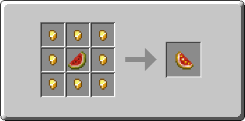 Glistering Melon Slice crafting recipe — the exact Crafting Table grid layout in Minecraft 26.3