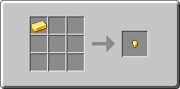 Gold Nugget crafting recipe — the exact Crafting Table grid layout in Minecraft 26.3