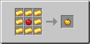 Golden Apple crafting recipe — the exact Crafting Table grid layout in Minecraft 26.3