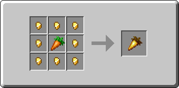 Golden Carrot crafting recipe — the exact Crafting Table grid layout in Minecraft 26.3