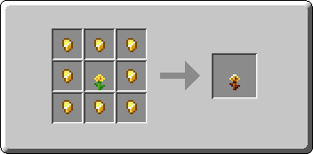 Golden Dandelion crafting recipe — the exact Crafting Table grid layout in Minecraft 26.3