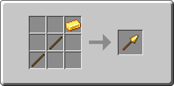 Golden Spear crafting recipe — the exact Crafting Table grid layout in Minecraft 26.3