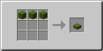 Green Wool Slab crafting recipe — the exact Crafting Table grid layout in Minecraft 26.3