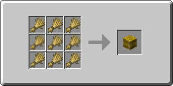 Hay Bale crafting recipe — the exact Crafting Table grid layout in Minecraft 26.3