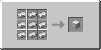 Block of Iron crafting recipe — the exact Crafting Table grid layout in Minecraft 26.3