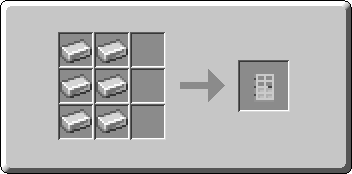 Iron Door crafting recipe — the exact Crafting Table grid layout in Minecraft 26.3