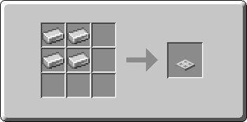 Iron Trapdoor crafting recipe — the exact Crafting Table grid layout in Minecraft 26.3