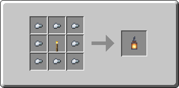 Lantern crafting recipe — the exact Crafting Table grid layout in Minecraft 26.3