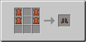 Boots crafting recipe — the exact Crafting Table grid layout in Minecraft 26.3