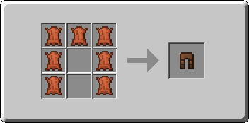 Leggings crafting recipe — the exact Crafting Table grid layout in Minecraft 26.3