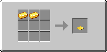 Light Weighted Pressure Plate crafting recipe — the exact Crafting Table grid layout in Minecraft 26.3