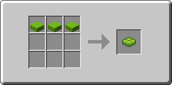 Lime Cushion crafting recipe — the exact Crafting Table grid layout in Minecraft 26.3