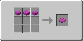 Magenta Cushion crafting recipe — the exact Crafting Table grid layout in Minecraft 26.3
