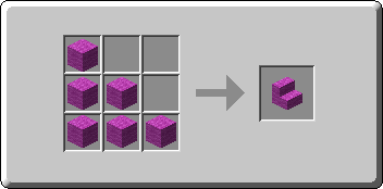 Magenta Wool Stairs crafting recipe — the exact Crafting Table grid layout in Minecraft 26.3