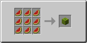 Melon crafting recipe — the exact Crafting Table grid layout in Minecraft 26.3