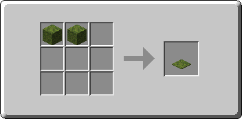 Moss Carpet crafting recipe — the exact Crafting Table grid layout in Minecraft 26.3