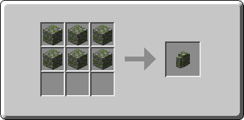 Mossy Cobblestone Wall crafting recipe — the exact Crafting Table grid layout in Minecraft 26.3