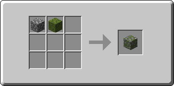Mossy Cobblestone crafting recipe — the exact Crafting Table grid layout in Minecraft 26.3