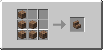 Mud Brick Stairs crafting recipe — the exact Crafting Table grid layout in Minecraft 26.3