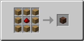 Note Block crafting recipe — the exact Crafting Table grid layout in Minecraft 26.3