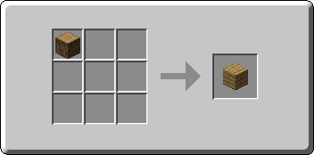 Planks crafting recipe — the exact Crafting Table grid layout in Minecraft 26.3