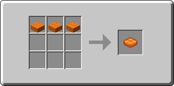 Orange Cushion crafting recipe — the exact Crafting Table grid layout in Minecraft 26.3