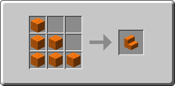 Orange Wool Stairs crafting recipe — the exact Crafting Table grid layout in Minecraft 26.3