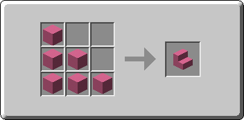 Pink Concrete Stairs crafting recipe — the exact Crafting Table grid layout in Minecraft 26.3